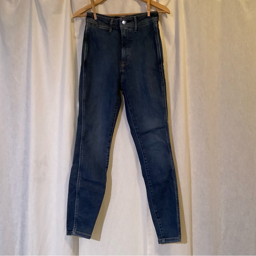 Everlane The Way High Clean Front Skinny Jean 27, dark vintage blue, organic